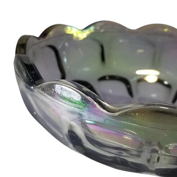 Carnival Glass Fruit Dessert Bowl Yorktown Green (Avocado) by Federal Glass - Picture 7 of 10